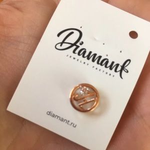 14k Rose Gold Letter H Pendant/Charm With Zirkonia